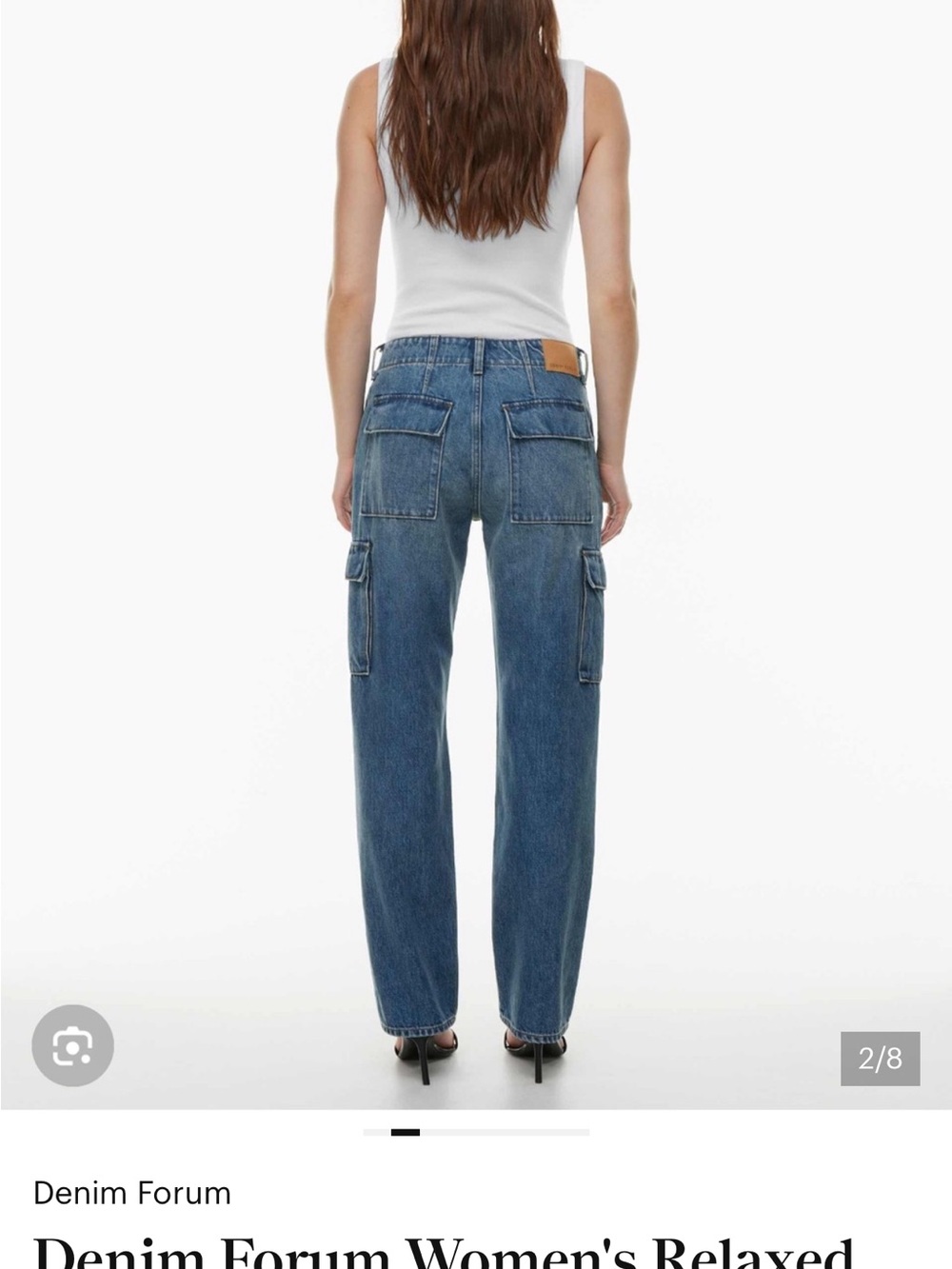 Denim Forum Straight-Leg Relaxed Cargo Jeans - Blue - Picture 2 of 7